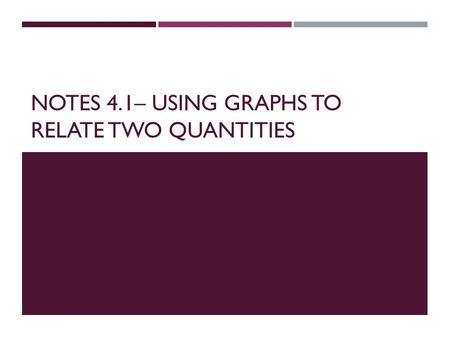 Notes 4.1– USING GRAPHS TO RELATE TWO QUANTITIES