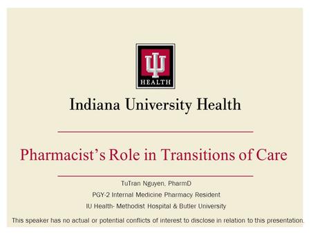 Pharmacist’s Role in Transitions of Care