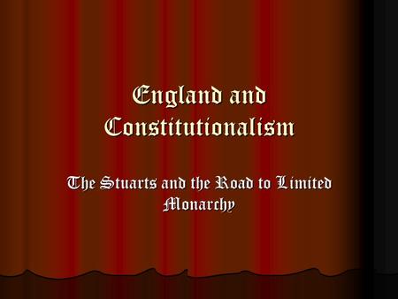 England and Constitutionalism