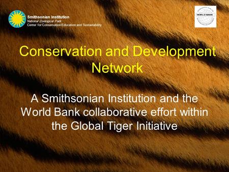1 Conservation and Development Network A Smithsonian Institution and the World Bank collaborative effort within the Global Tiger Initiative Smithsonian.