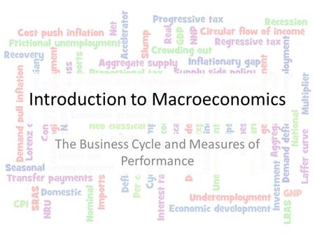 Introduction to Macroeconomics The Business Cycle and Measures of Performance.