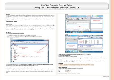 Use Your Favourite Program Editor Duong Tran – Independent Contractor, London, UK Use Your Favourite Program Editor Duong Tran – Independent Contractor,