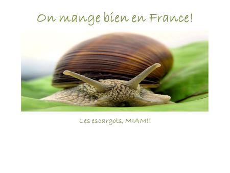 On mange bien en France! Les escargots, MIAM!!. French Food Vocabulary Culture Videos Dessert tasting.