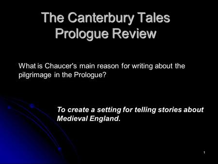 The Canterbury Tales Prologue Review