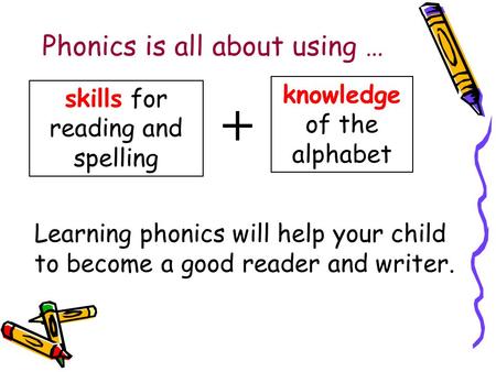 + Phonics is all about using … knowledge of the alphabet
