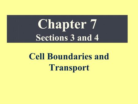 Chapter 7 Sections 3 and 4 Cell Boundaries and Transport.
