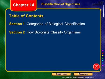 Chapter 14 Table of Contents