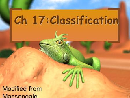 1 Ch 17:Classification Modified from Massengale, biology junction.