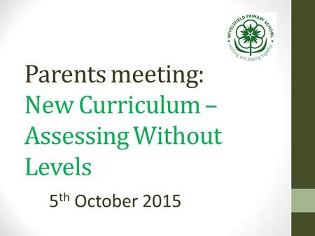 Parents meeting: New Curriculum – Assessing Without Levels 5 th October 2015.
