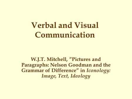 Verbal and Visual Communication