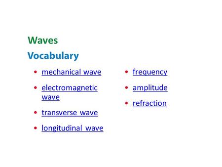 Waves mechanical wave frequency electromagnetic wave amplitude