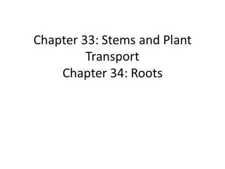 Chapter 33: Stems and Plant Transport Chapter 34: Roots.