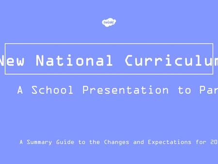 New National Curriculum A Summary Guide to the Changes and Expectations for 2015/16 A School Presentation to Parents.