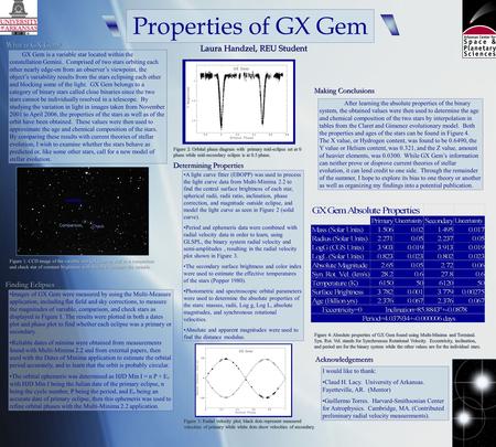 Properties of GX Gem After learning the absolute properties of the binary system, the obtained values were then used to determine the age and chemical.