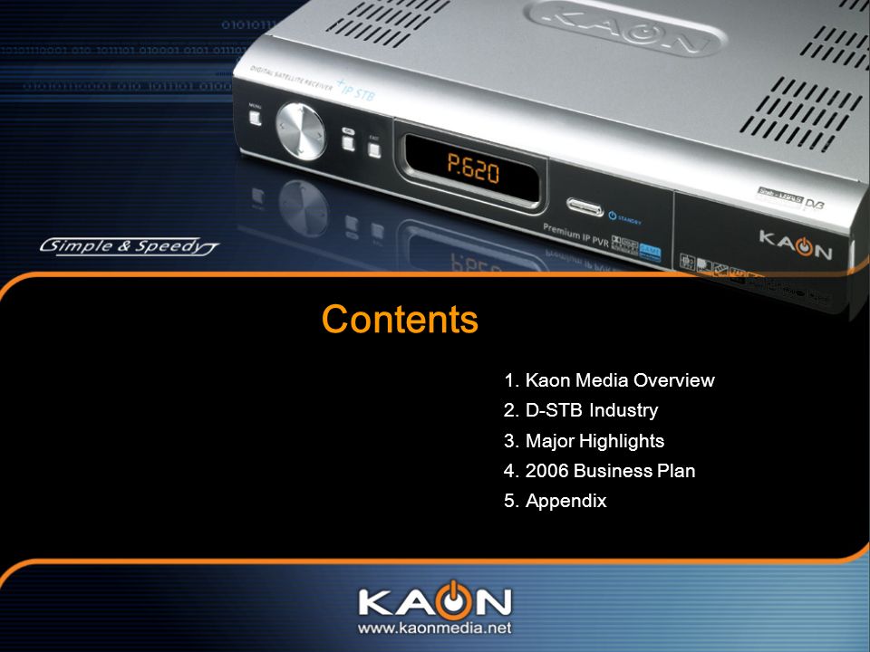 Contents 1. Kaon Media Overview 2. D-STB Industry 3. Major Highlights - ppt  video online download