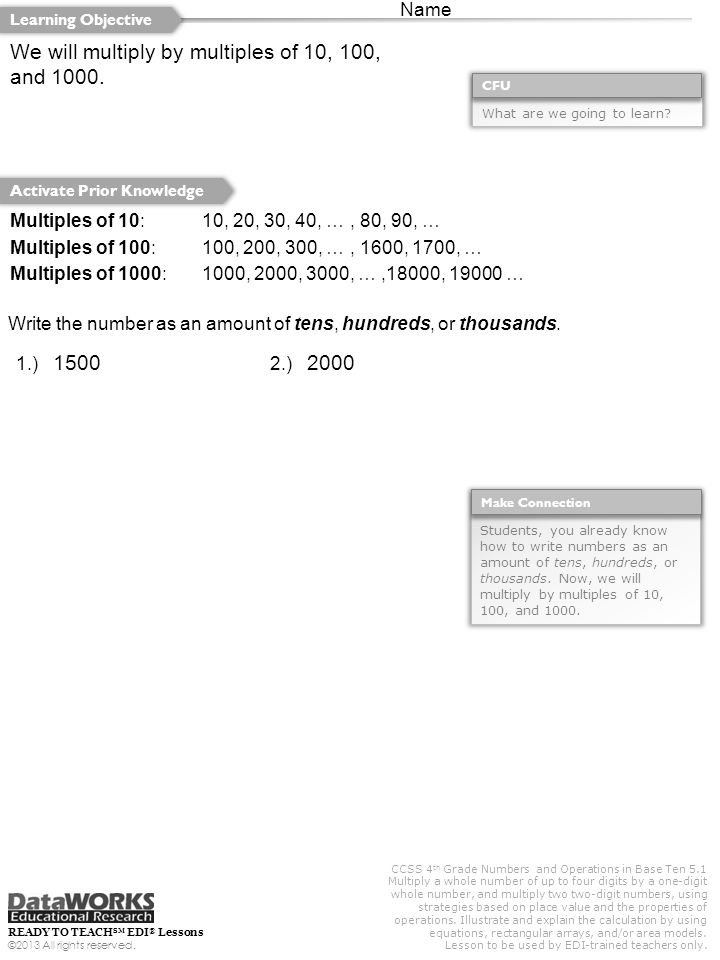 We Will Multiply By Multiples Of 10 100 And Ppt Video Online Download