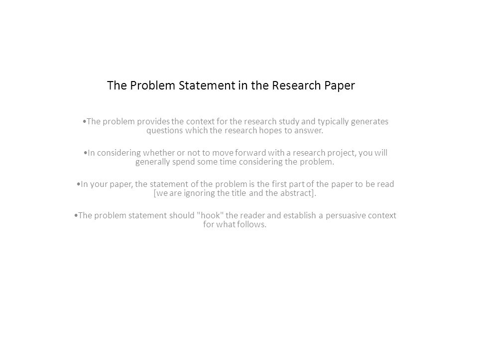 statement of the problem research paper format