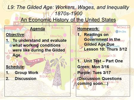 L9: The Gilded Age: Workers, Wages, and Inequality 1870s-1900 An Economic History of the United States Agenda Objective: 1.To understand and evaluate what.