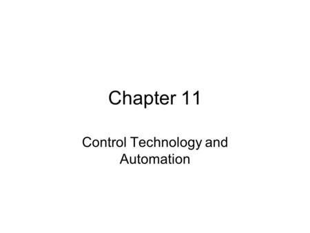 Control Technology and Automation