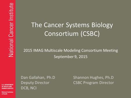 The Cancer Systems Biology Consortium (CSBC)