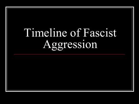 Timeline of Fascist Aggression