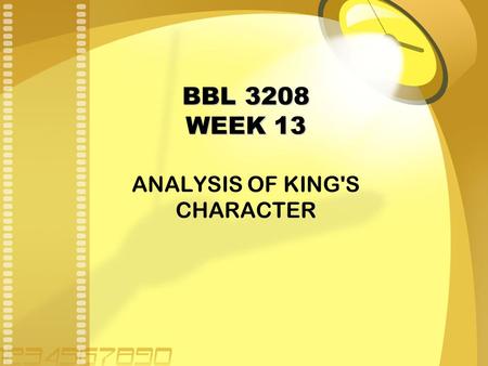 BBL 3208 WEEK 13 ANALYSIS OF KING'S CHARACTER. Henry (King Henry IV of England, formerly known as Bullingbrook): He is the king of England, the father.