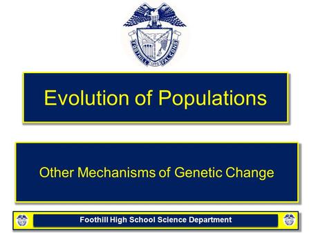Foothill High School Science Department Evolution of Populations Other Mechanisms of Genetic Change.