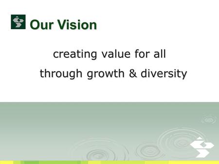 Creating value for all through growth & diversity through growth & diversity Our Vision.