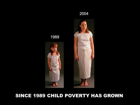 SINCE 1989 CHILD POVERTY HAS GROWN 1989 2004. Did you know? In 1989, approximately 1 in 7 Canadian children were living in poverty The Canadian government.