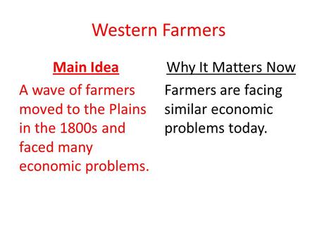 Why It Matters Now Farmers are facing similar economic problems today.