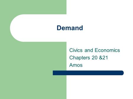 Civics and Economics Chapters 20 &21 Amos Demand.