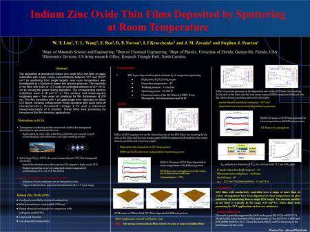 The deposition of amorphous indium zinc oxide (IZO) thin films on glass substrates with n-type carrier concentrations between 10 14 and 3x10 20 cm -3 by.