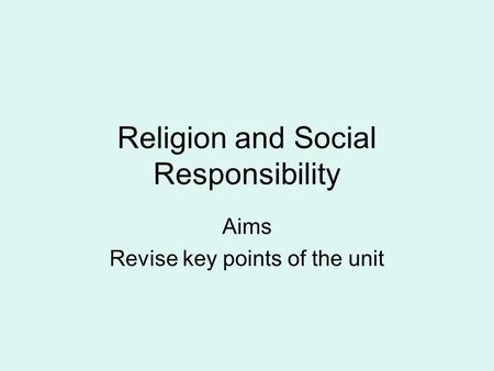 Religion and Social Responsibility