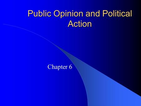 Public Opinion and Political Action Chapter 6. Introduction Public Opinion – The distribution of the population’s beliefs about politics and policy issues.