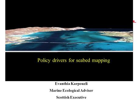 Policy drivers for seabed mapping Evanthia Karpouzli Marine Ecological Adviser Scottish Executive.