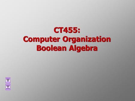 CT455: Computer Organization Boolean Algebra