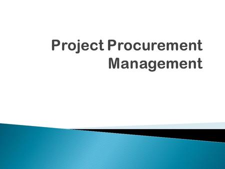 Copyright 2009  Understand the importance of project procurement management and the increasing use of outsourcing for information technology projects.