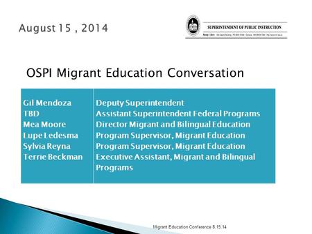 OSPI Migrant Education Conversation