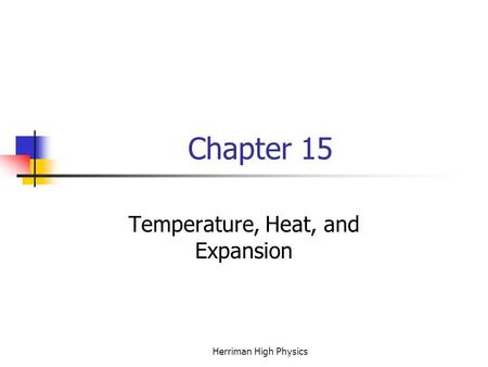 Chapter 15 Temperature, Heat, and Expansion Herriman High Physics.
