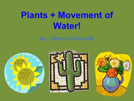 Plants + Movement of Water! By :- Reem Fakhroo 8B.