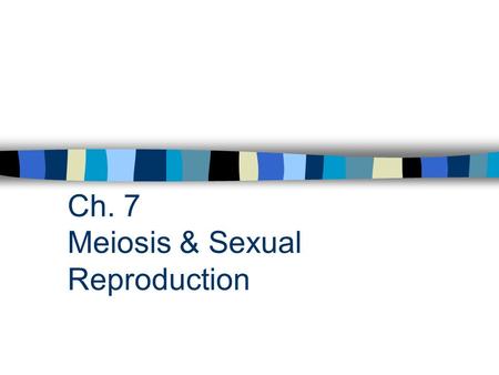 Ch. 7 Meiosis & Sexual Reproduction
