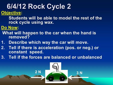 6/4/12 Rock Cycle 2 Objective: