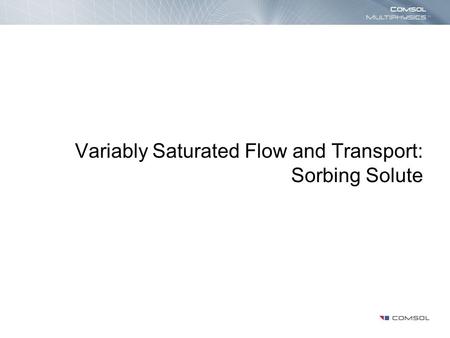 Variably Saturated Flow and Transport: Sorbing Solute.