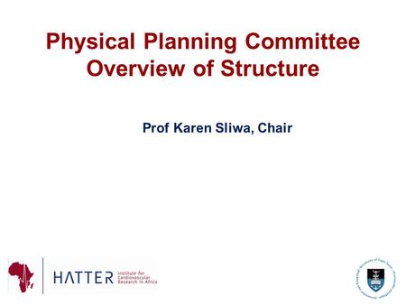Physical Planning Committee Overview of Structure Prof Karen Sliwa, Chair.
