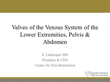 Valves of the Venous System of the Lower Extremities, Pelvis & Abdomen