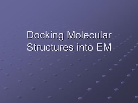 Docking Molecular Structures into EM. Introduction Detailed models of proteins are required in order to elucidate the structure-function relationship.