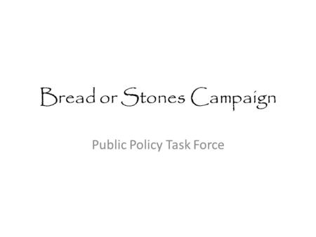 Bread or Stones Campaign Public Policy Task Force.
