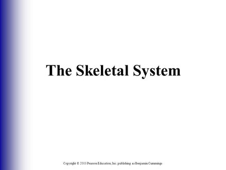 Copyright © 2003 Pearson Education, Inc. publishing as Benjamin Cummings The Skeletal System.