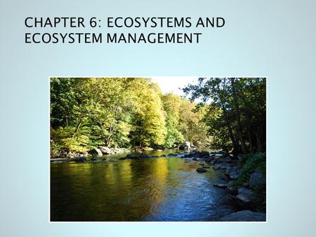 CHAPTER 6: ECOSYSTEMS AND ECOSYSTEM MANAGEMENT. 6.1 THE ECOSYSTEM: SUSTAINING LIFE ON EARTH Sustaining life on Earth requires more than individuals Life.