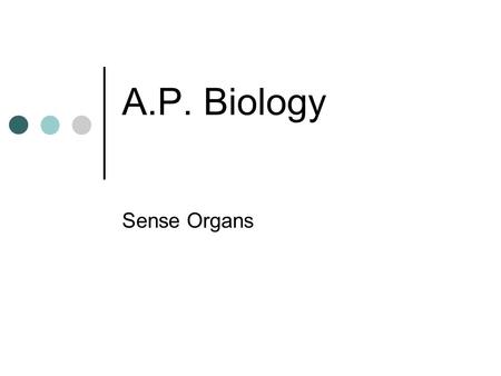 A.P. Biology Sense Organs.